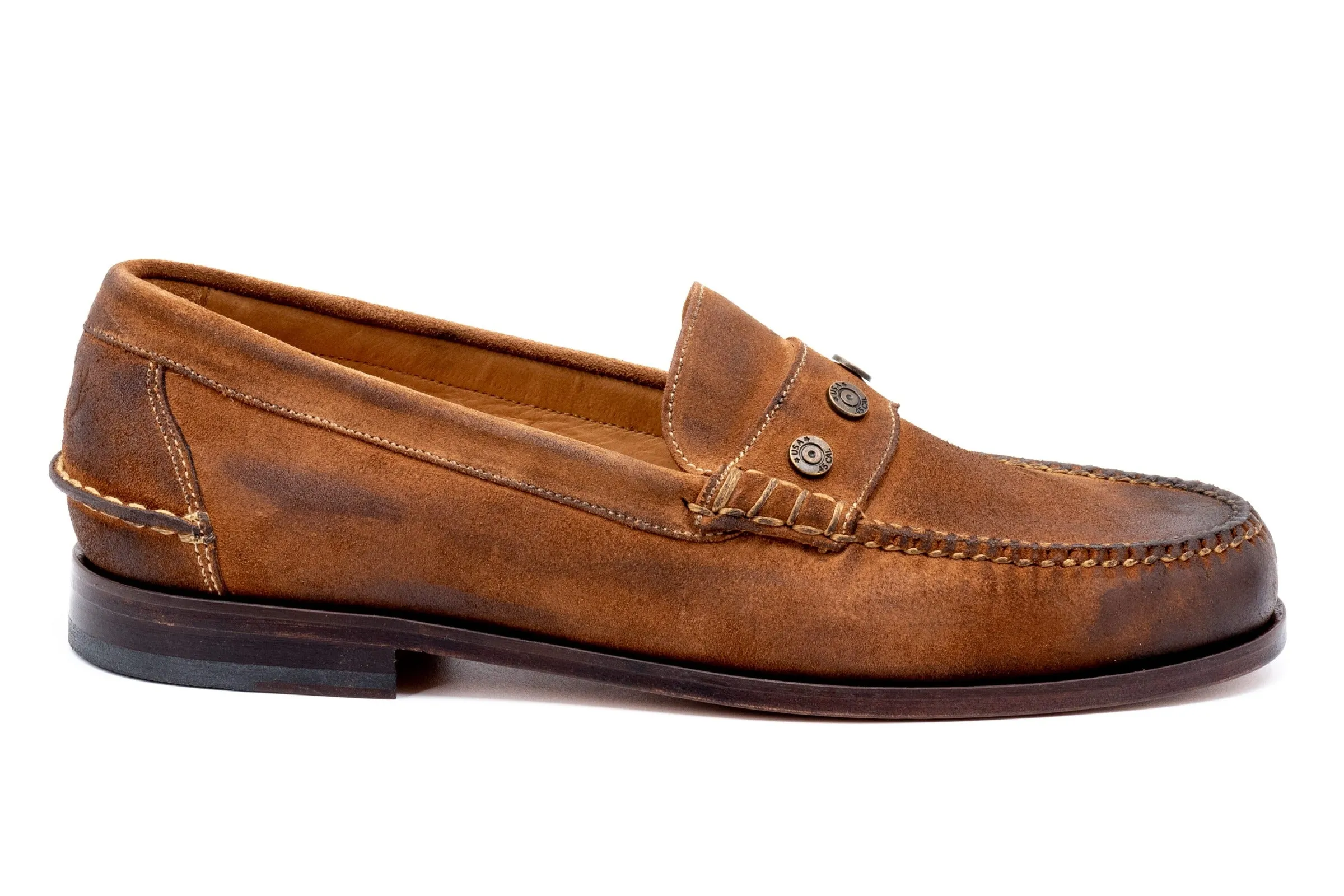 2nd Amendment Suede Penny Loafers - Tobacco