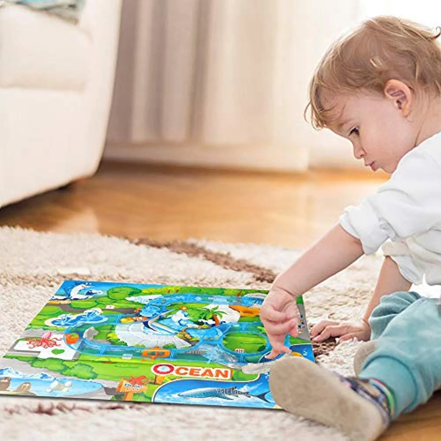 69 Pcs Ocean Track Children's Playground Parenting Fishing Game, Educatioal toys for toddlers