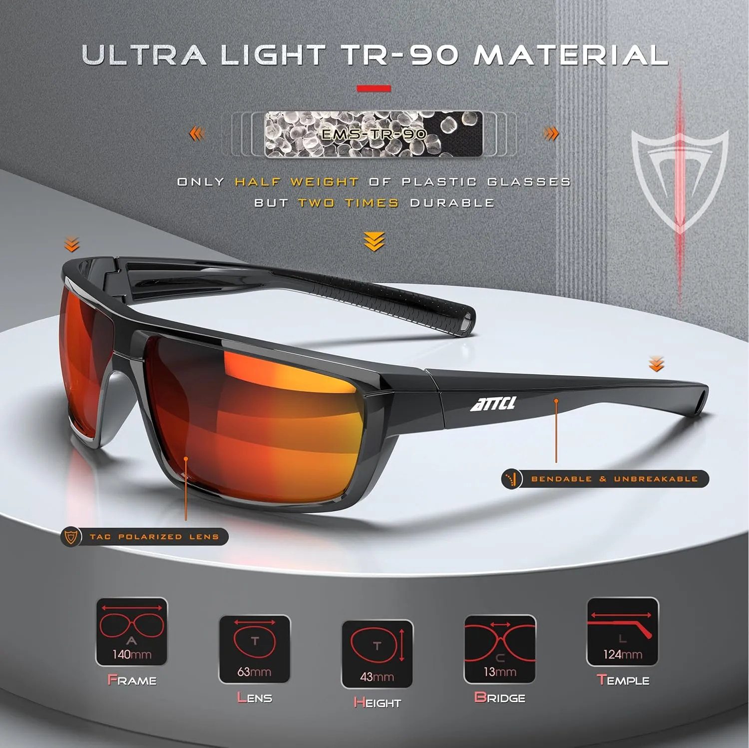 ATTCL Polarized Wrap Sunglasses For Men - Fishing Sports Glasses UV Protection
