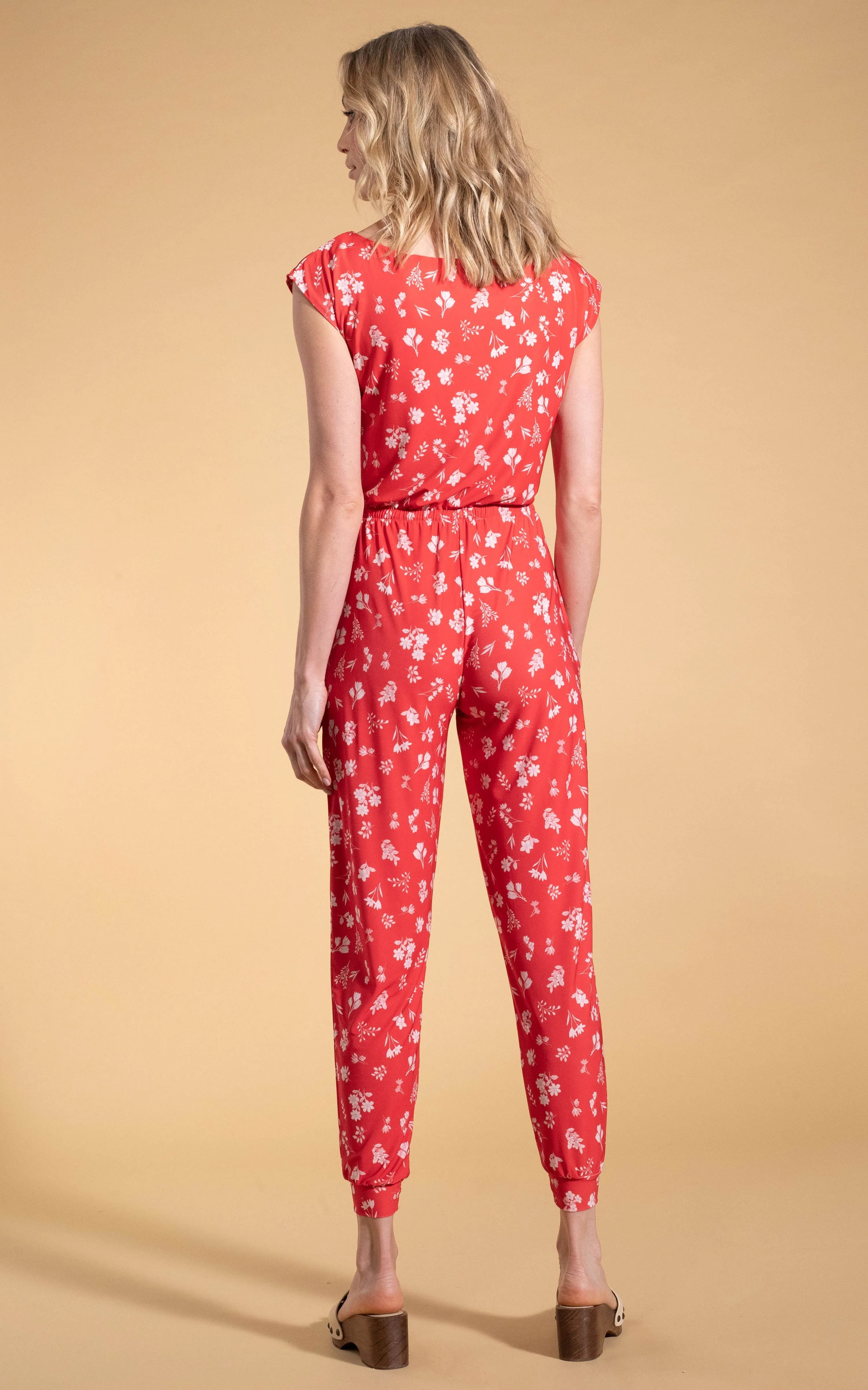 Billie Slinky Jumpsuit in Red Ditsy Floral