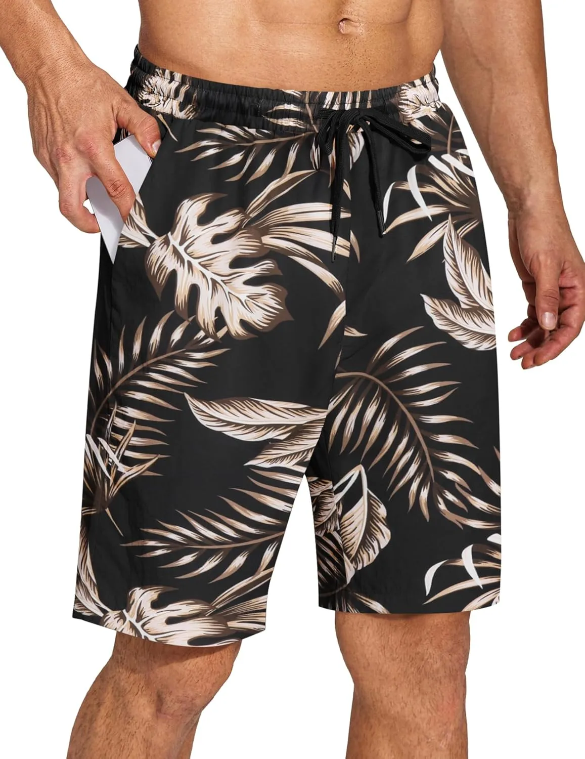 COOFANDY Men's Summer Beach Shorts Lightweight Elastic Waist Drawstring Casual Shorts with Pocket