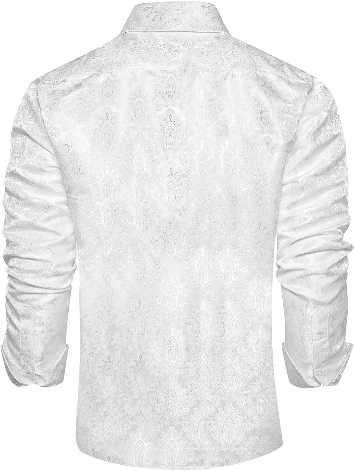 DiBanGu Mens Silk Paisley Dress Shirts,Long Sleeve Button Down Shirt Casual Regular Fit Shirt for Men Wedding Party