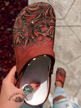 Embossed Pattern Printed Casual Hole Slippers