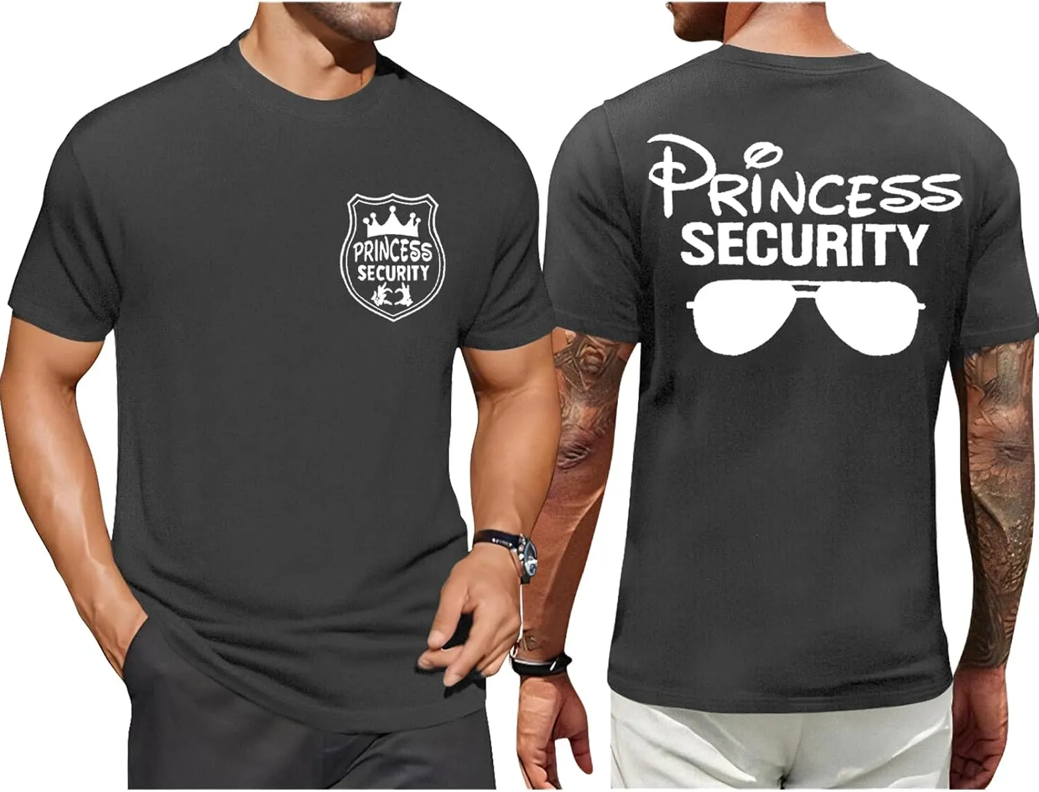 FRYAID Princess Security Team Shirt Men Magical T-Shirt Magic Kingdom Tees Dad Birthday Party Family Trip Short Sleeve Tops