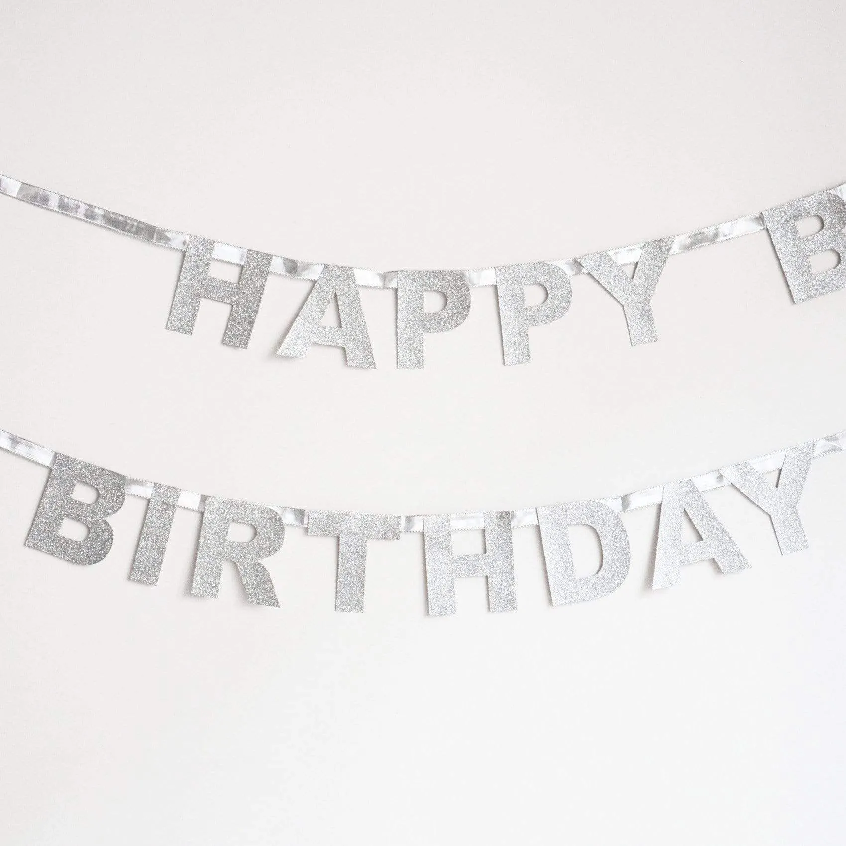 Happy Birthday Glitter Garland - Silver