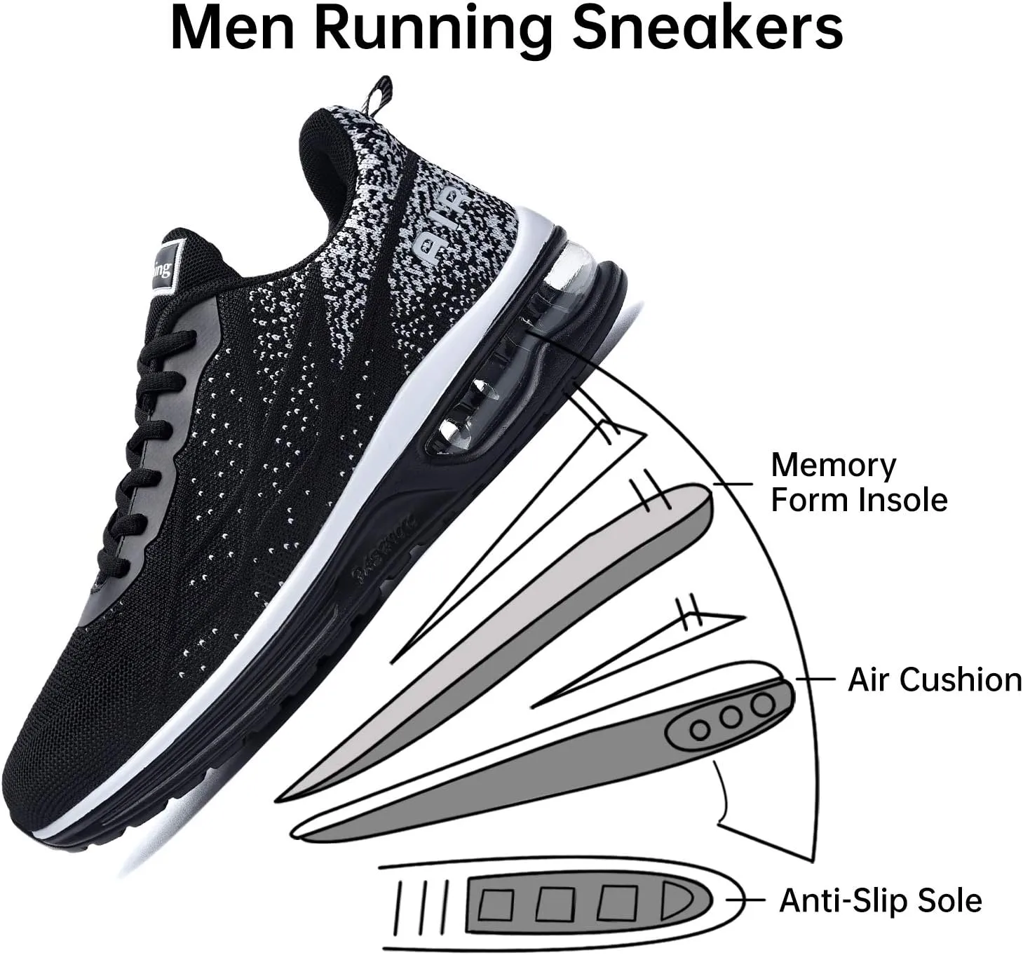 MEHOTO Mens Tennis Running Sneakers, Men Sport Fitness Gym Jogging Walking Lightweight Athletic Shoes