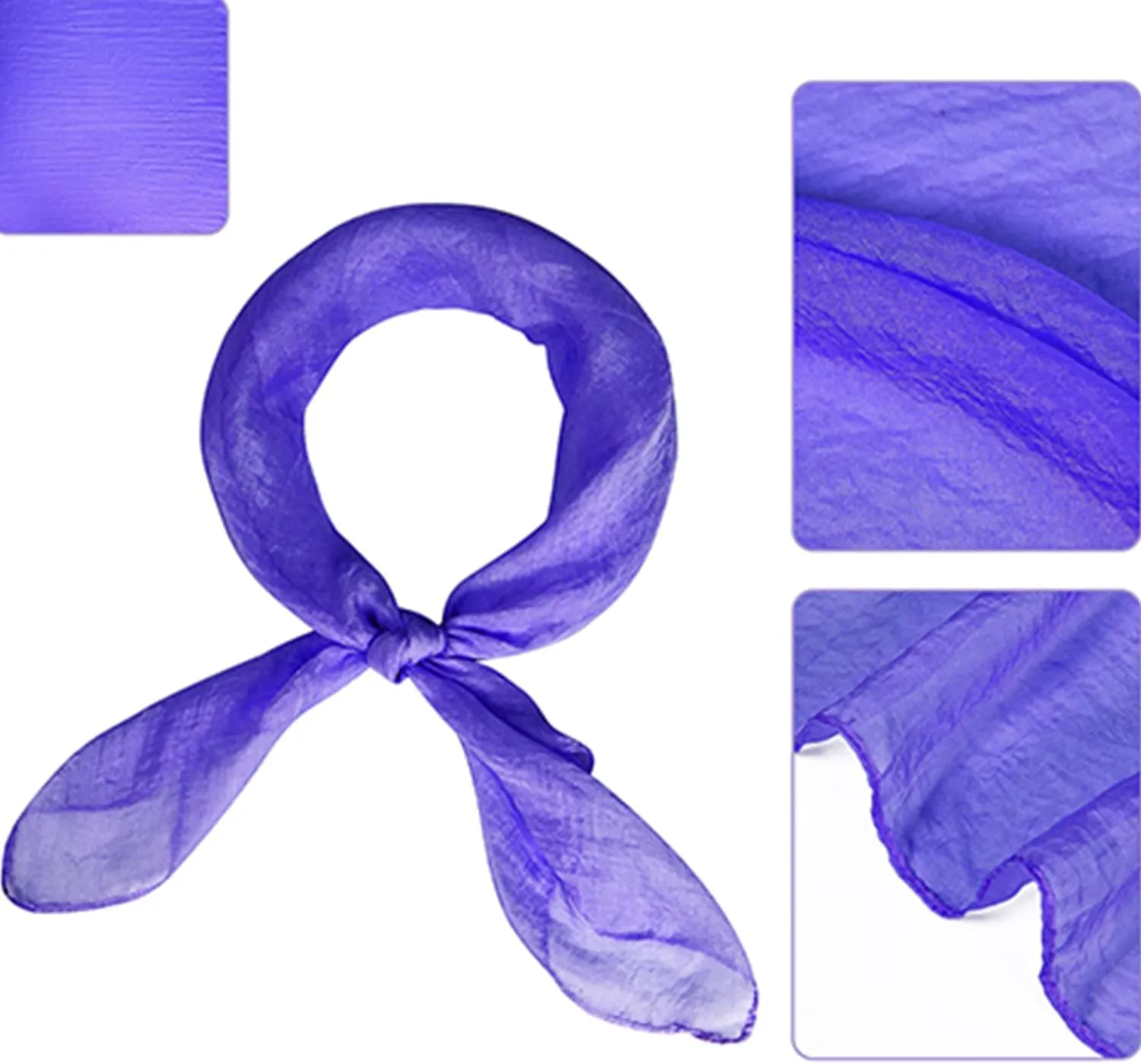 MissShorthair 50s Chiffon Scarf Sheer Square Neck Head Scarf for Women