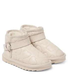 Monnalisa Quilted Faux Leather Boots, Beige