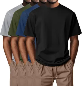 Neer 4 Pack Men's Big and Tall Shirts Summer Cotton Short Sleeve Tee Crew Neck Casual Top Basic Oversize T Shirts