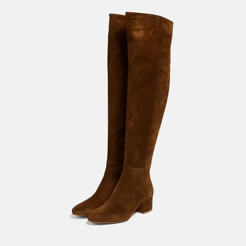 Pre Order:  Cow Suede Over the Knee Boots