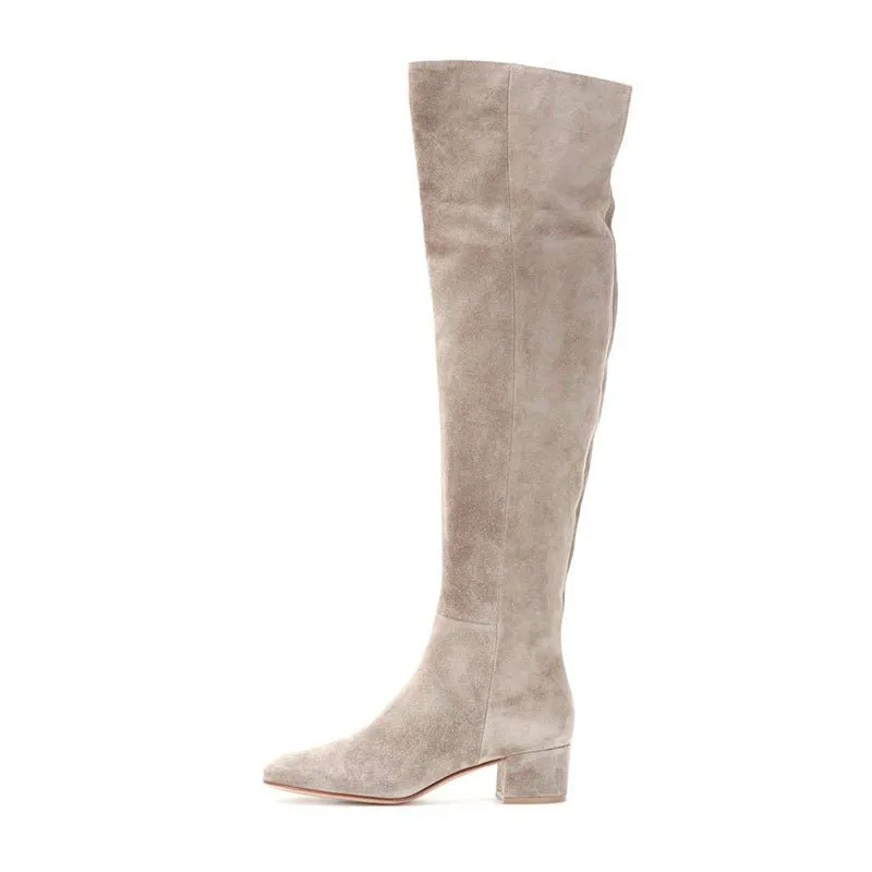 Pre Order:  Cow Suede Over the Knee Boots
