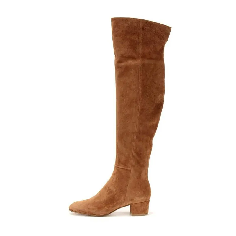 Pre Order:  Cow Suede Over the Knee Boots