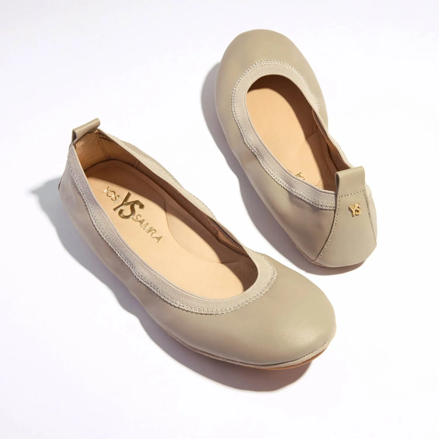 Samara Foldable Ballet Flat in Simply Taupe Leather