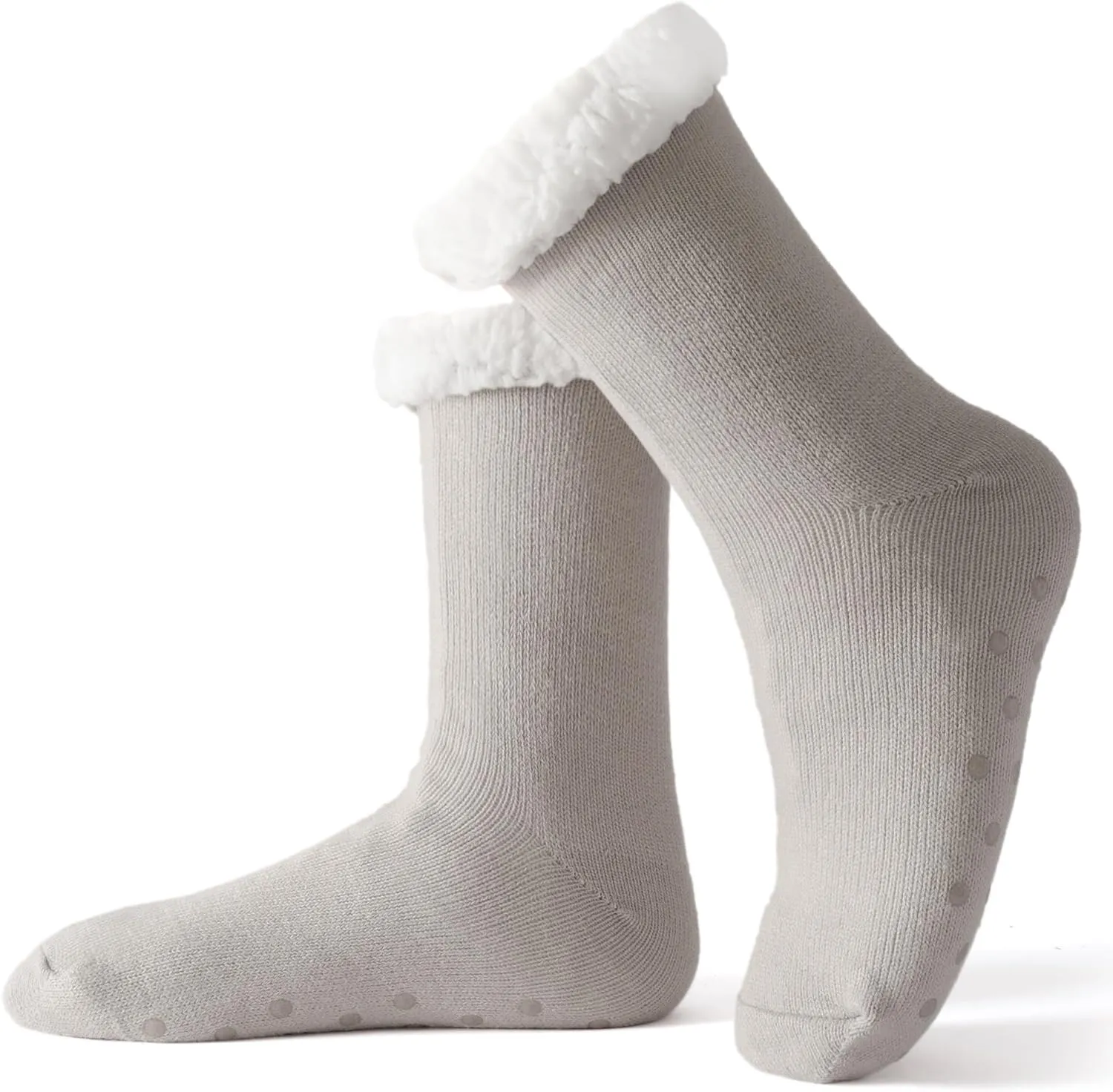 SNOOG Fleece Lined Cozy Slipper Socks with Grippers - Non Slip Fuzzy Cabin Socks