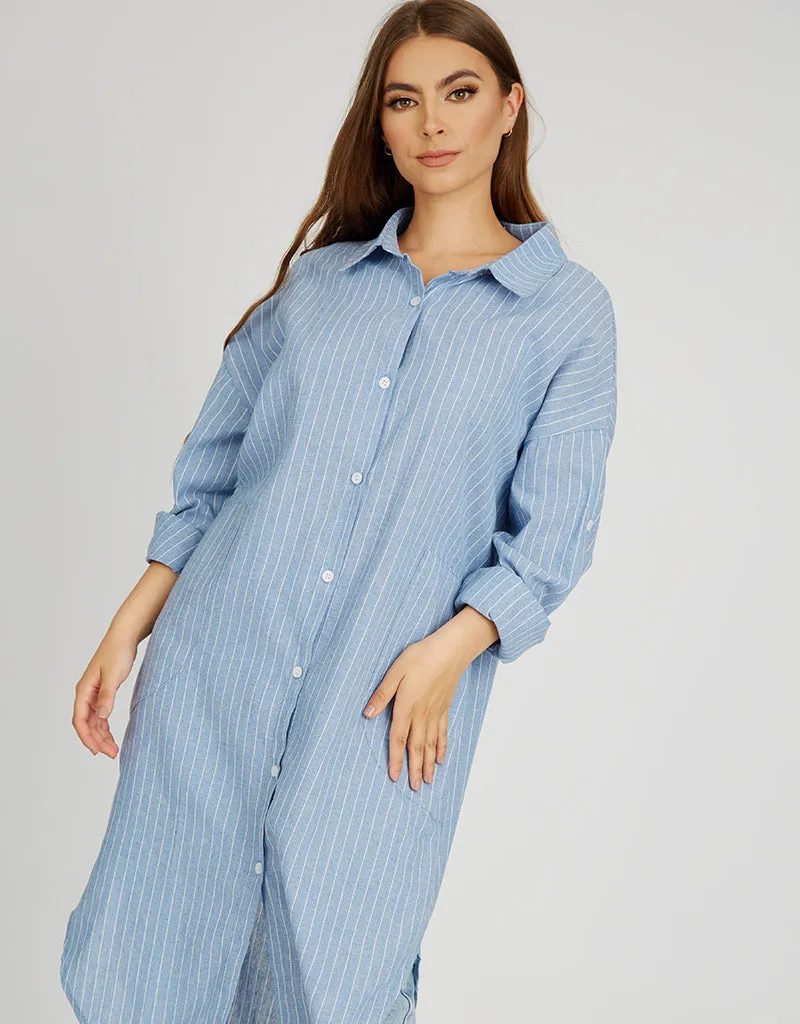Stripe Linen Long Shirt