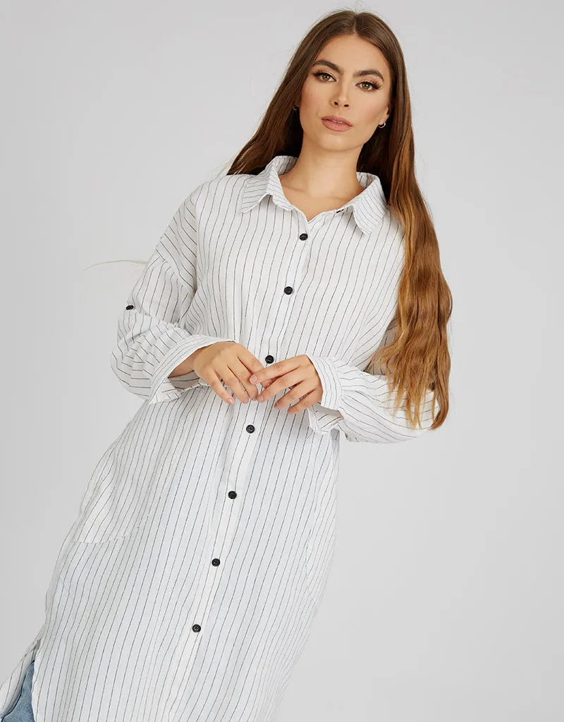 Stripe Linen Long Shirt