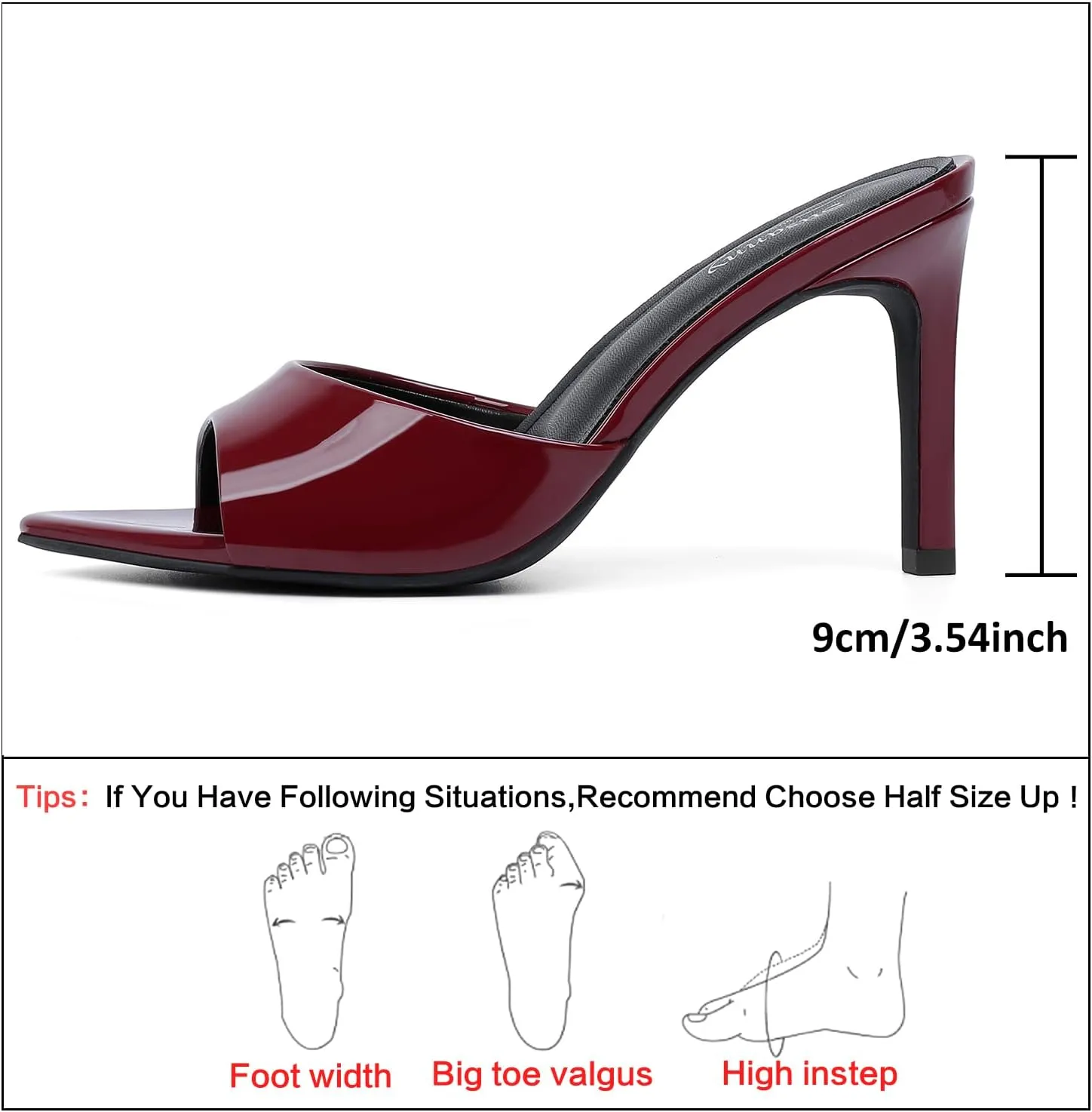 Susanny Women's Sandals Heels Mule High Heels Pointed Open Toe Sandals Sexy Slip on Heeled Summer Casual Wedding Prom Party Comfortable Dressy Shoes