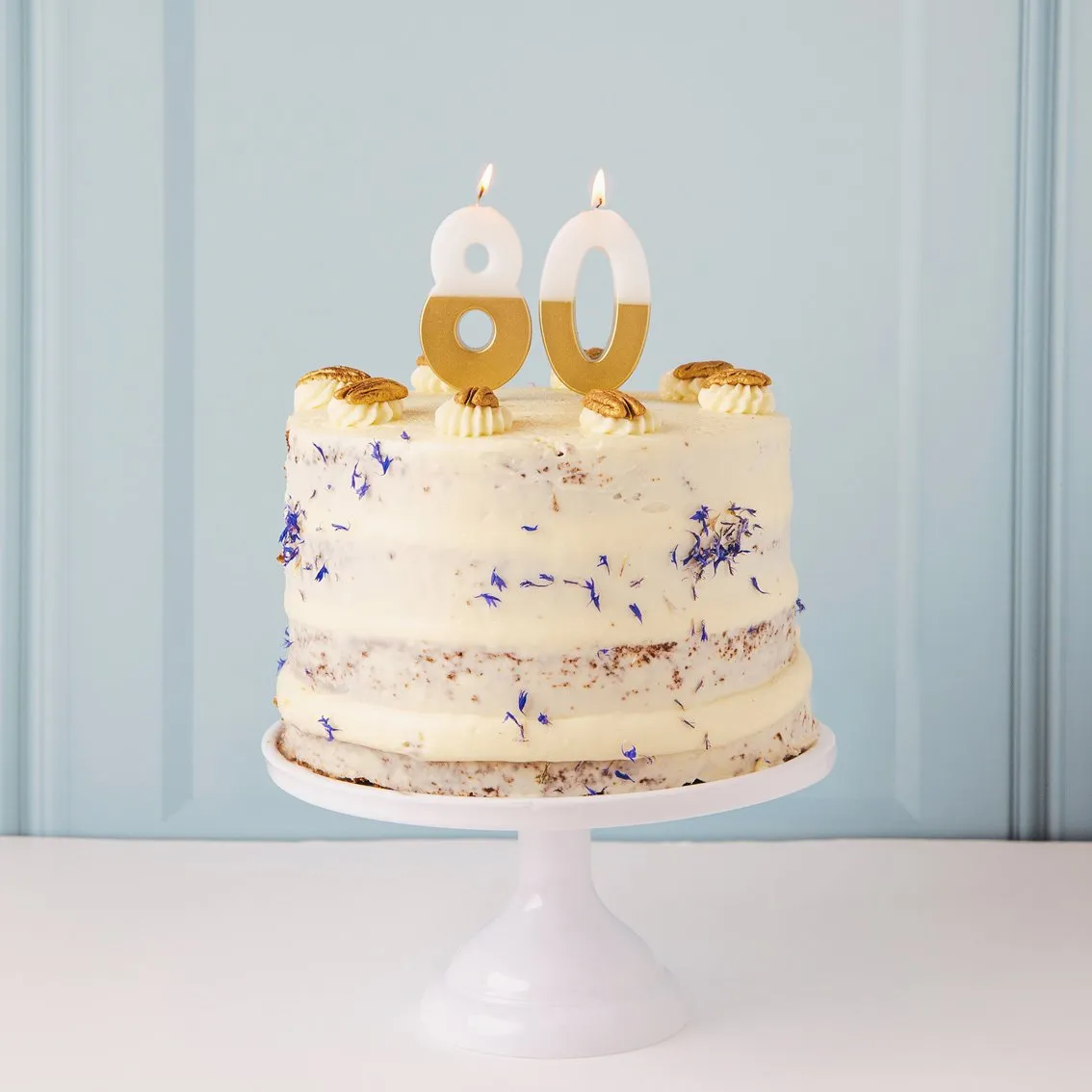 White & Gold Number Candle - 8