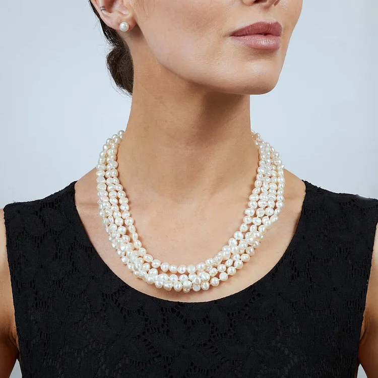 Women’s Modern Chunky Twisted White Baroque Pearl Necklace